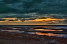 Coucher de soleil sur la plage de Cabourg